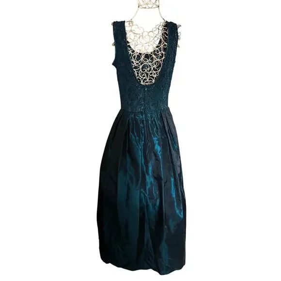 Jessica McClintock Gunne Sax Dress Size 9/10 Green Holiday Party Formal - Picture 2 of 7
